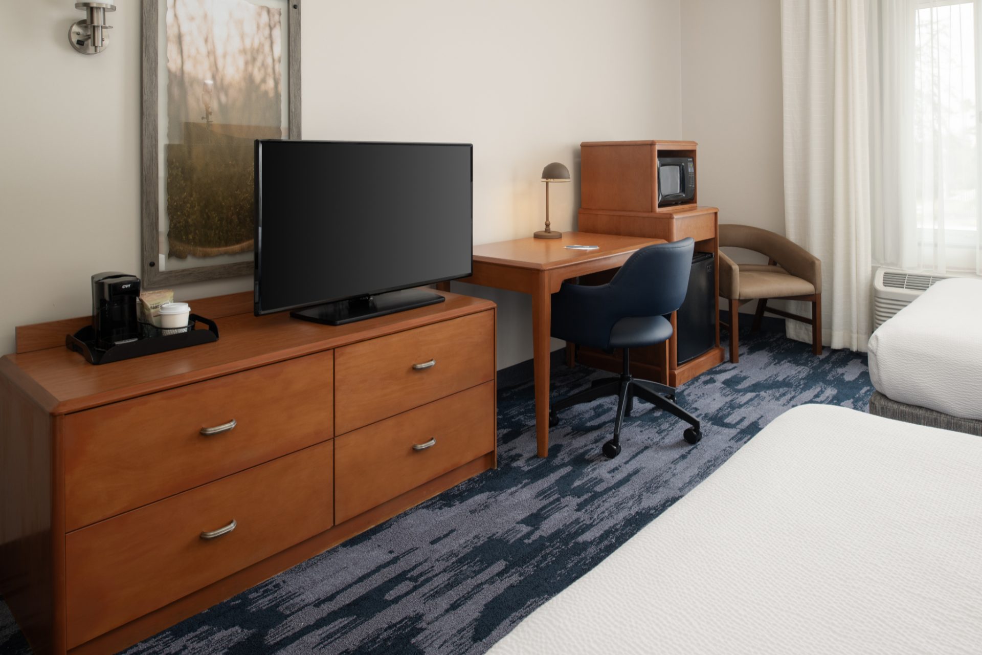 Fairfield Inn Santa Maria hotel guestroom with two beds and TV