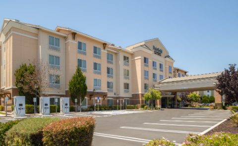 Fairfield Inn Santa Maria exterior building at night